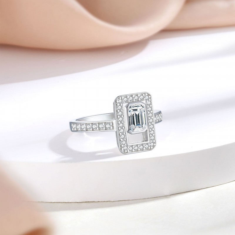 Square Cubic Zirconia Women's Ring Wedding Ring