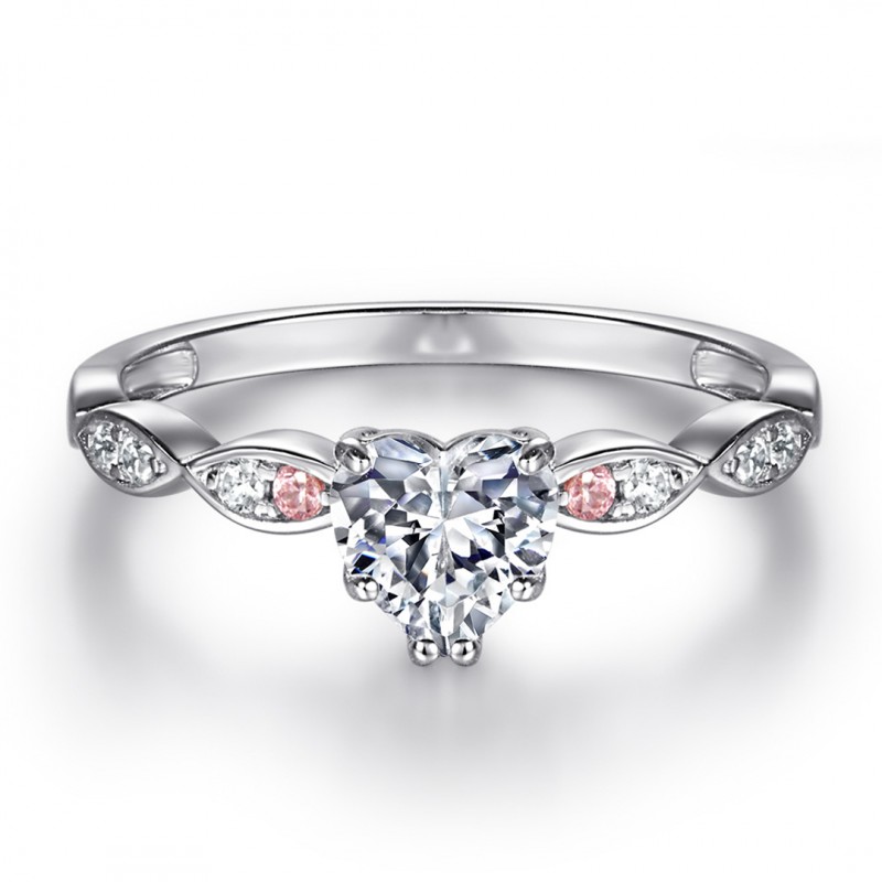 Heart-shaped Cubic Zirconia Wedding Ring Set 