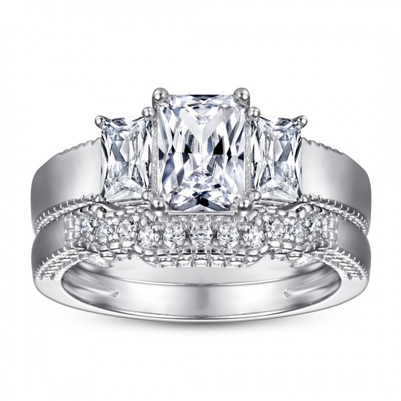 Fashion Cubic Zirconia Wedding Set Ring