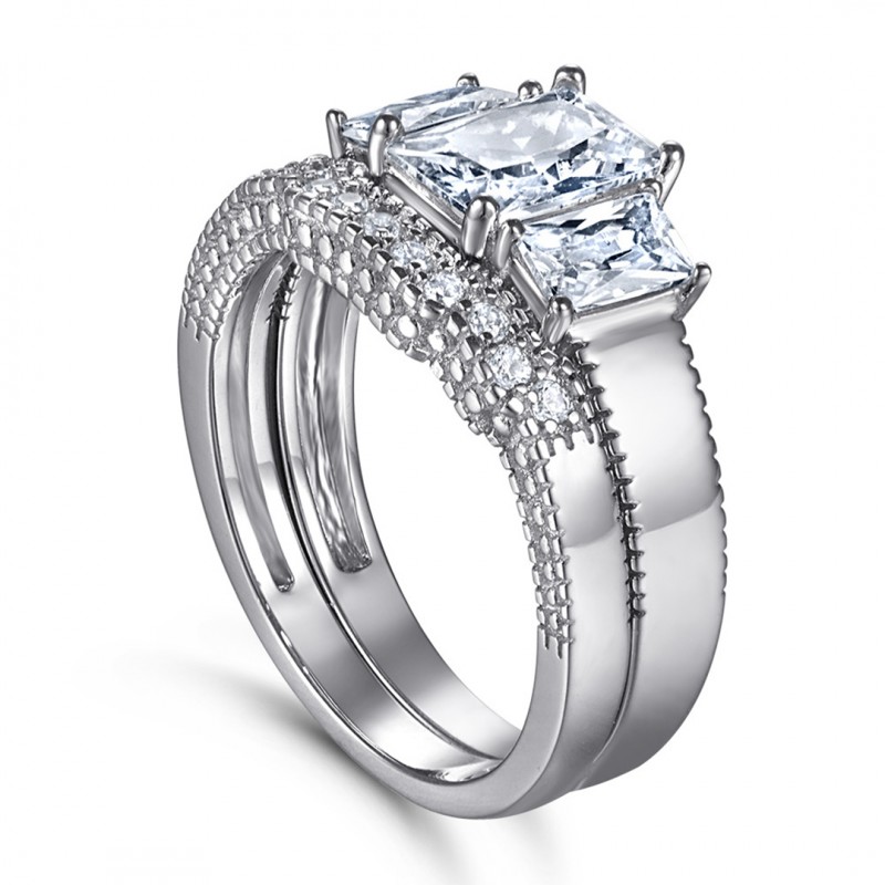 Fashion Cubic Zirconia Wedding Set Ring