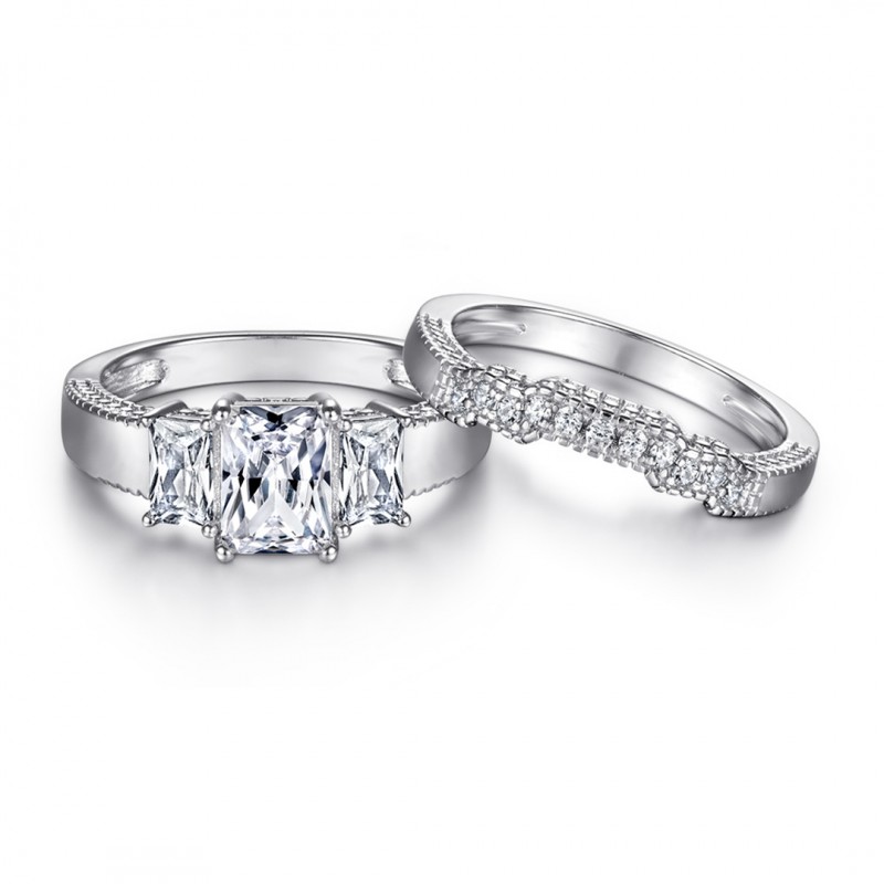 Fashion Cubic Zirconia Wedding Set Ring