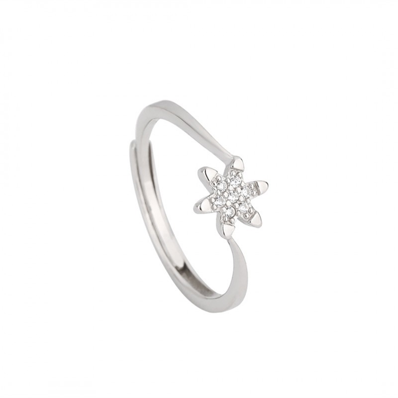 Snowflake Cubic Zirconia Ring Niche Simple Adjustable Wedding Ring