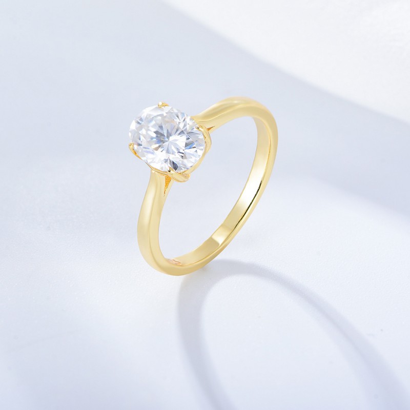 Oval Cubic Zirconia Simple Wedding Ring